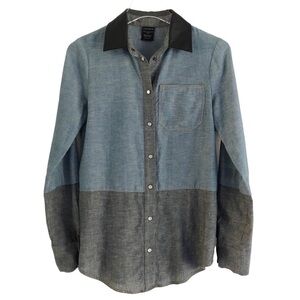 10 Crosby Derek Lam Chambray Colorblock Button Front